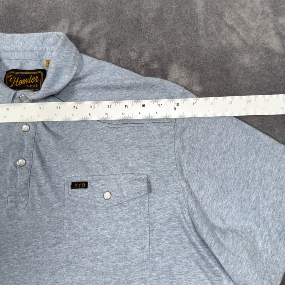 Howler Brothers Ranchero Polo Shirt Mens XL Blue Knit Pearl Snap Western Golf